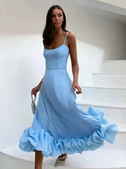 Ravishing Rose: Stunning Spaghetti Strap A-line Dress for Women