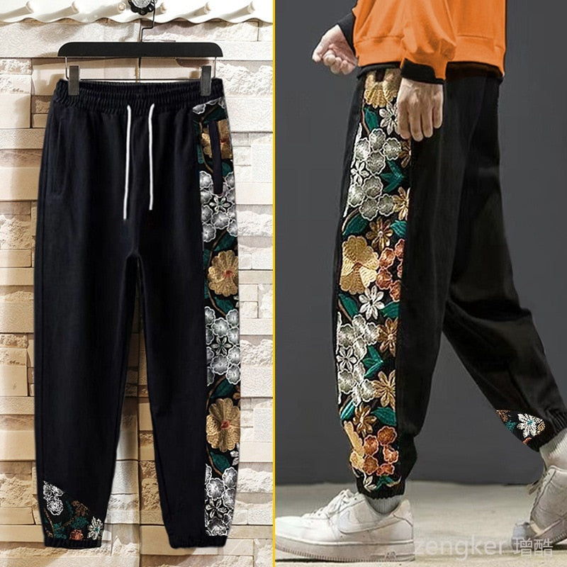 Spring Floral Loose Trousers for Men Casual Fashion