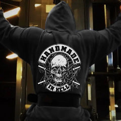 Punk Skull Print Hoodie Men's Streetwear