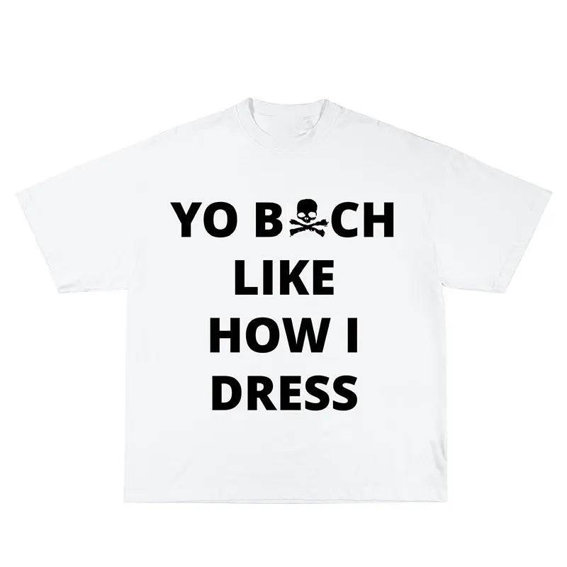 Men's Gothic Tees Letter Print Tops Solid Sleeve Style Y2K