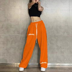 2024 New Streetwear White Sweatpants Women Korean Style Letter Print