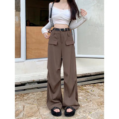 Cargo Pants Women High Waist Loose Fashion Wide Leg Autumn Winter Casual