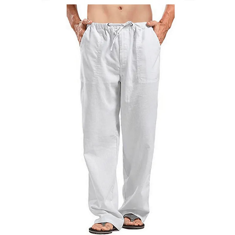 Casual Spring and Summer Men's Trousers with Drawstring Waist