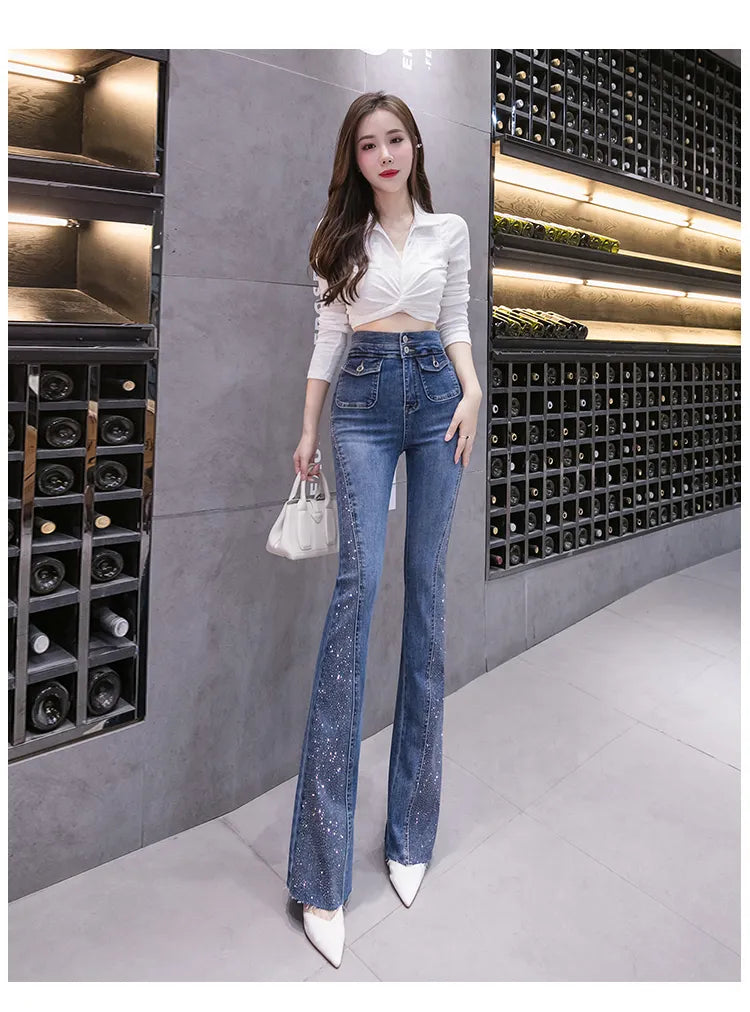 2023's Must-Have Rhinestone Flared Jeans for Women