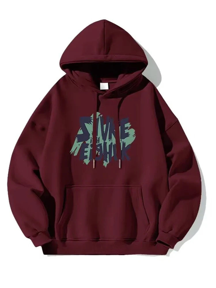 Letter Print Fleece Hoodies Men's Hip Hop Streetwear