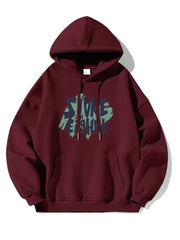 Letter Print Fleece Hoodies Men's Hip Hop Streetwear
