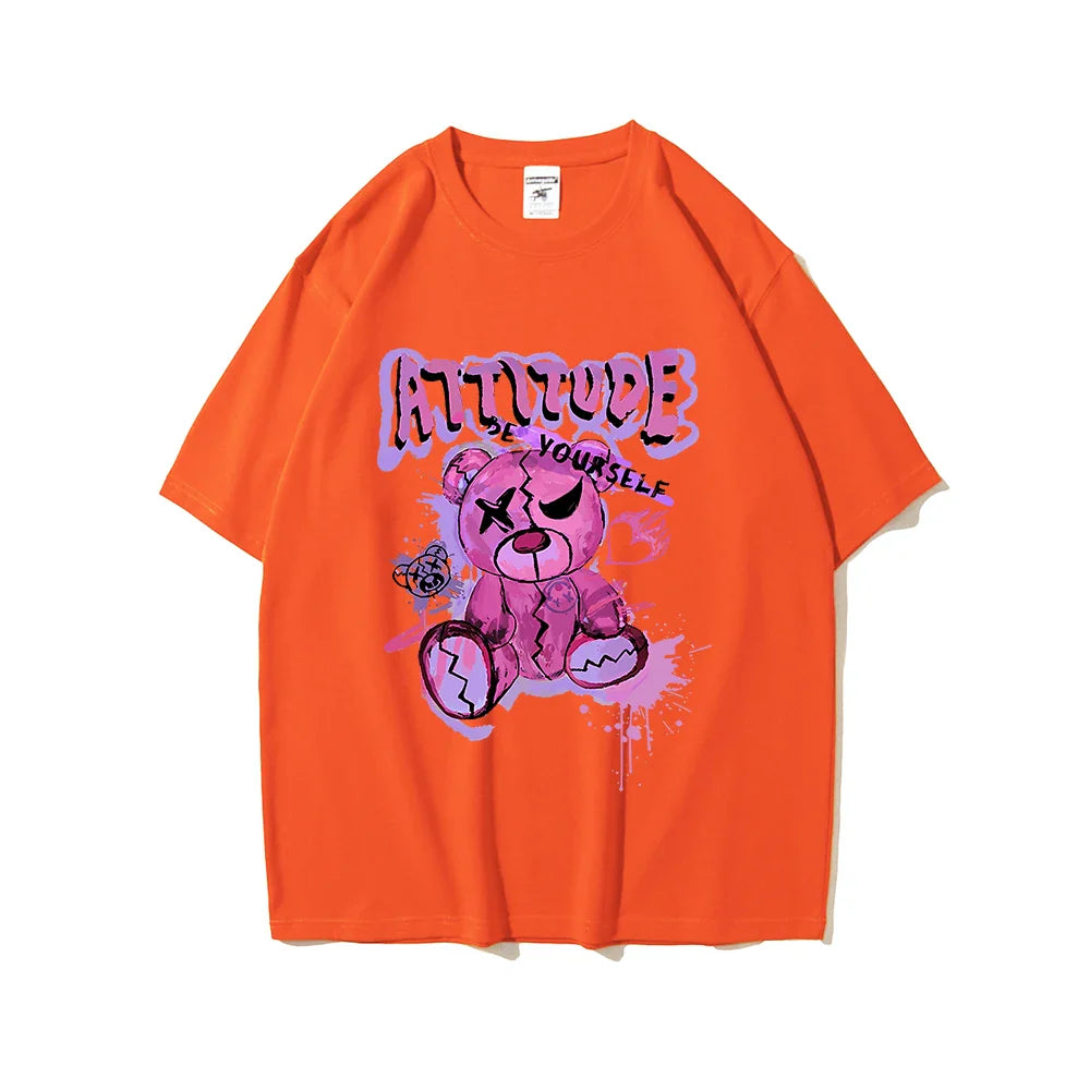 Spring Cotton 'Be Your Self' Bear Women Tee Streetwear Comfort