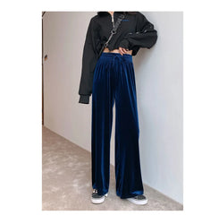 Y2K Korean Style Black Velvet Wide Leg Pants Elegant Casual Fashion for Women