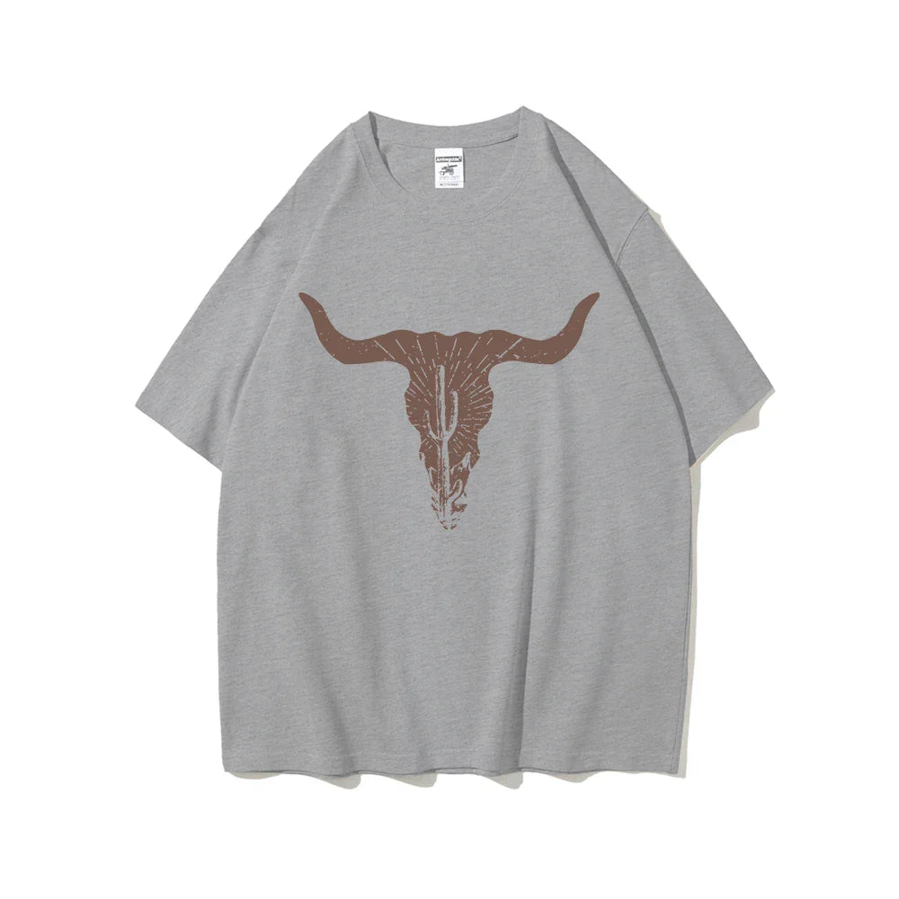 Spring Cotton Cattle Print Women Tee Casual Street Fashion