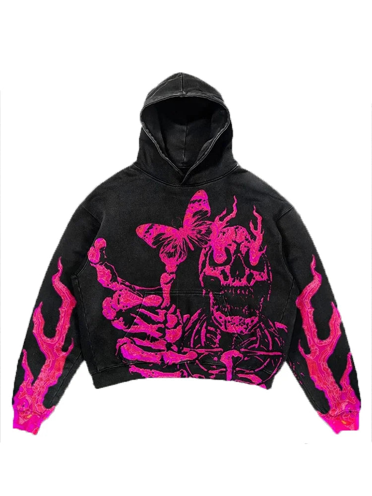 Men Hoodies Long Sleeve Pullover Special Print Pattern Oversize Streetwear
