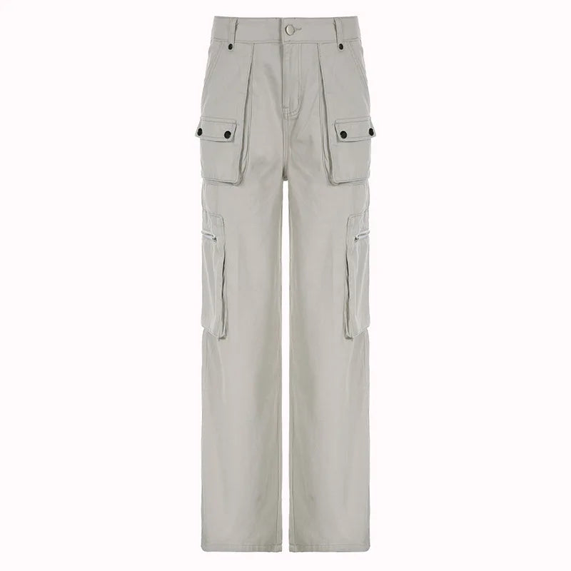 Baggy Cargo Pants Zipper Pockets Denim