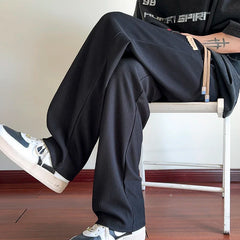Men's Summer Pleated Ice Silk Pants - Casual Streetwear