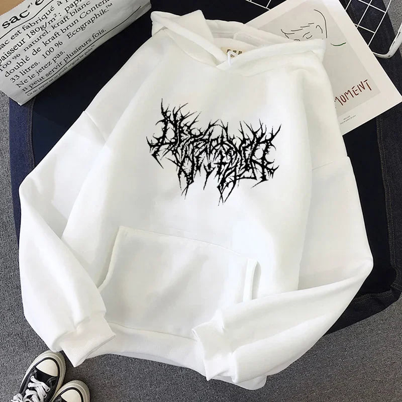 Y2K Print Metal Women Hoodie Vintage