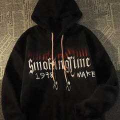 Print Hoodie Women Harajuku Gothic Street Loose Cotton Top Streetwear American High Street