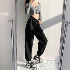 Sweatpants Jogger Wide Leg Style High waisted Basic Jogging
