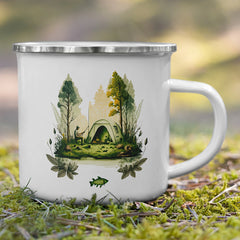 12oz Fishing Camping Enamel Coffee Metal Mug