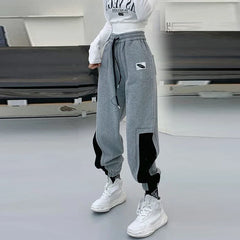Korean Contrast Joggers: Autumn Winter Streetwear for Women