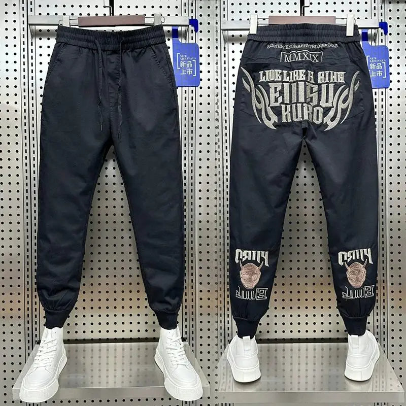 Korean Letter Print Men's Casual Harun Pants Autumn Winter