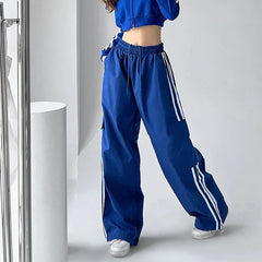 Streetwear Baggy Wide Leg Cargo Pants Bf Y2K High Waist
