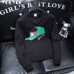 Round Collar Men Pullover Hoodies Personalized Hat Hot Diamond Print Fashionable