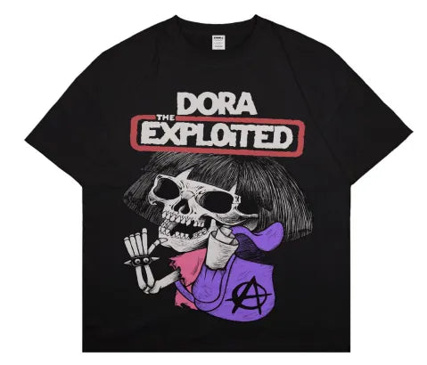 Black Skull Print T-Shirt Women