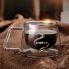 200ml Double Wall Glass Coffee Mug with Handle Transparent Heat-resistant Espresso Cup Breakfast