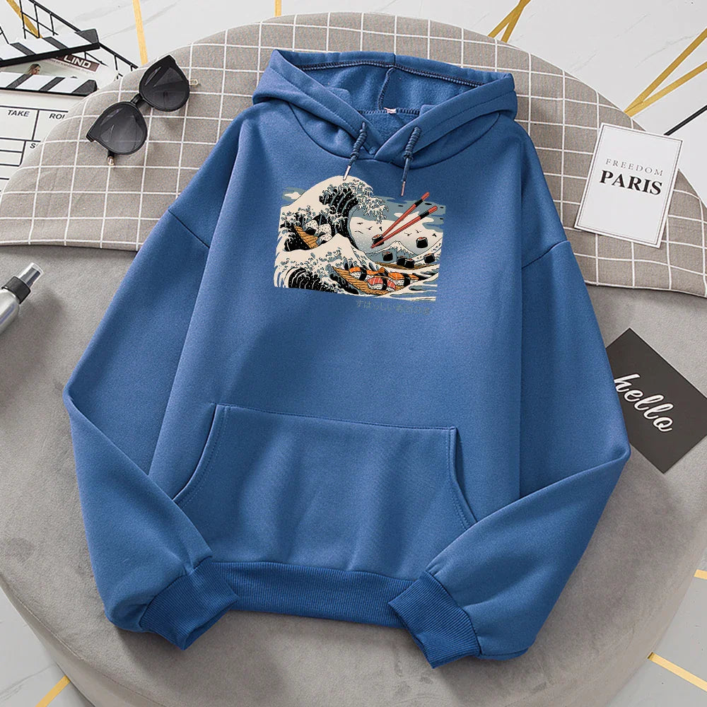 Sushi Wave Hoodie-Harajuku Vibes