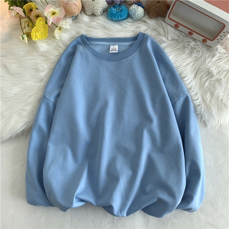 Men's Round Neck Fashion Sweatshirts Privathinker Korean Clothing Solid Color, Large Size Pullovers, Streetwear Male Hoodies
