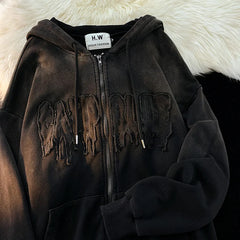 Y2k Zip Up Hoodie Autumn Winter Harajuku Gothic