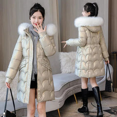 2023 New Winter Jacket Thick Warm Cotton Padded Puffer Parka with Wide-waisted, Pockets, and Zippers