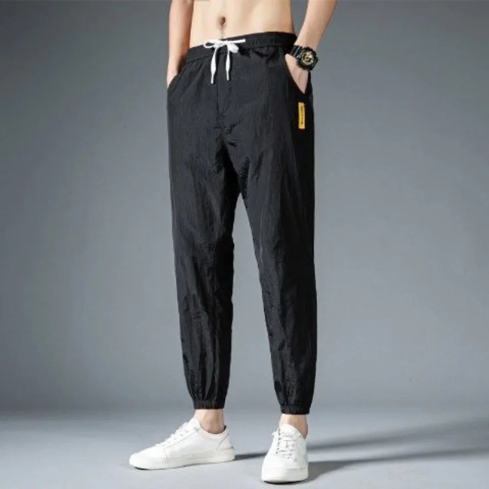 Casual Ice Silk Sports Loose Fashion 2024 Streetwear Men Pants