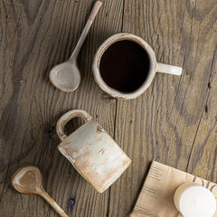Coarse Pottery Coffee Cup Hand-Pinched Vintage Ceramic Mug for Household