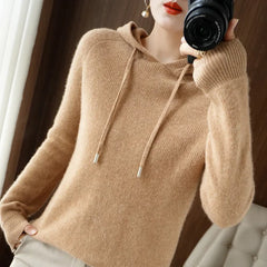 Autumn Winter Women Sweater Cashmere Pullover Hooded Collar