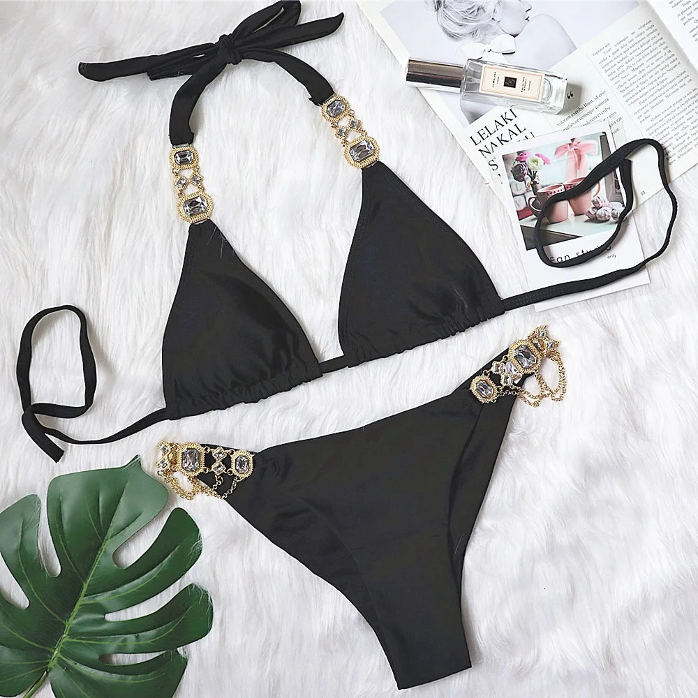 Women's Rhinestone Triangle Bikini