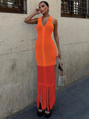 Jacky Polo Crochet Tassel Dress
