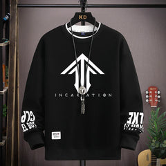 Korean Streetwear Graphic Sweatshirt Men Casual Fashion for Autumn