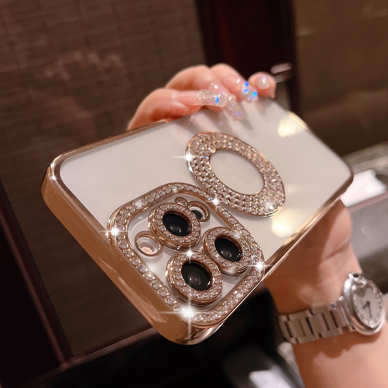 Deluxe Bling Diamond Phone Case for iPhone Transparent Soft Silicone