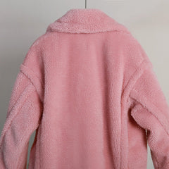 Pink Maxi Faux Fur Coat