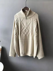 Stay Cozy in Style: Oversized Wool Sweater with Long Sleeve and Turtleneck