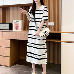 Striped Casual Dresses Female Clothing 2024