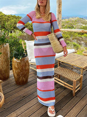 Hollow Out Knit Crochet Beach Long Sleeve Wrap Dress