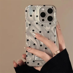 Black Wave Point Little Love Heart Case for iPhone