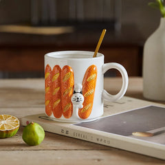 Cartoon 3D Printed Bread Baguette Mugs High Capacity