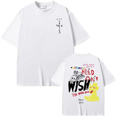 Cactus Jack Wish You Were Here Graphic Print T-shirt Hip Hop Vintage Oversized