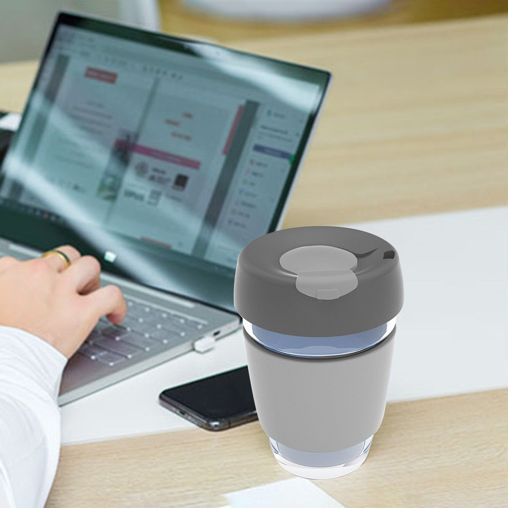 Coffee Cups  Silicone Cup Heat Resistant Mug with Lid Tea Cups