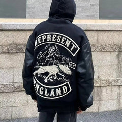Men Jackets Outwear embroidery white short