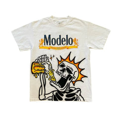 Y2k American High Street Retro Fashion Oversized T-shirt Men Skull Alphabet Print