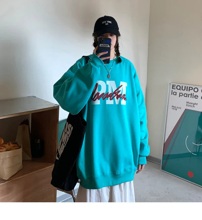 Y2k Sweatshirt Kpop Letter Print Long Sleeve Casual Couples Hoodie Tops Autumn