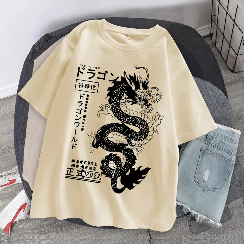 2024 Dragon Print T-Shirt Streetwear