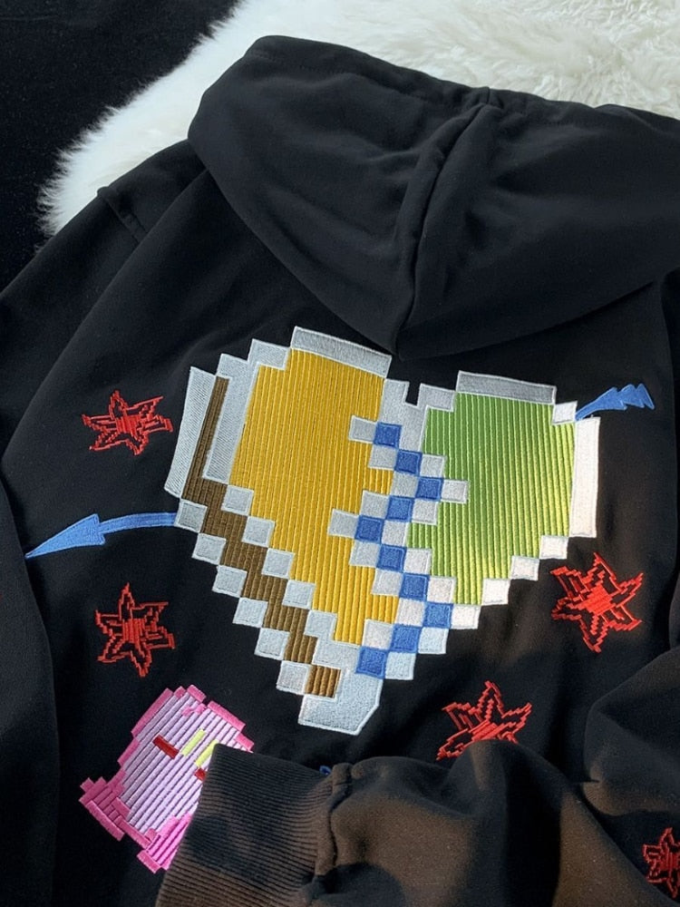 Streetwear Oversized Zip Up Hoodies Women Anime Cartoon Sweatshirts Hippie